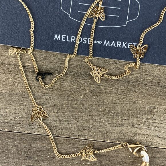 Melrose & Market Gold Chain Strap Holder Reading Glasses Face Mask Butterfly - Picture 5 of 6